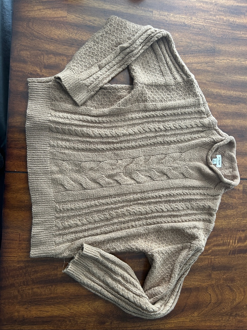 J. Crew Men's Cable Knit Turtleneck Sweater — Taupe Brown